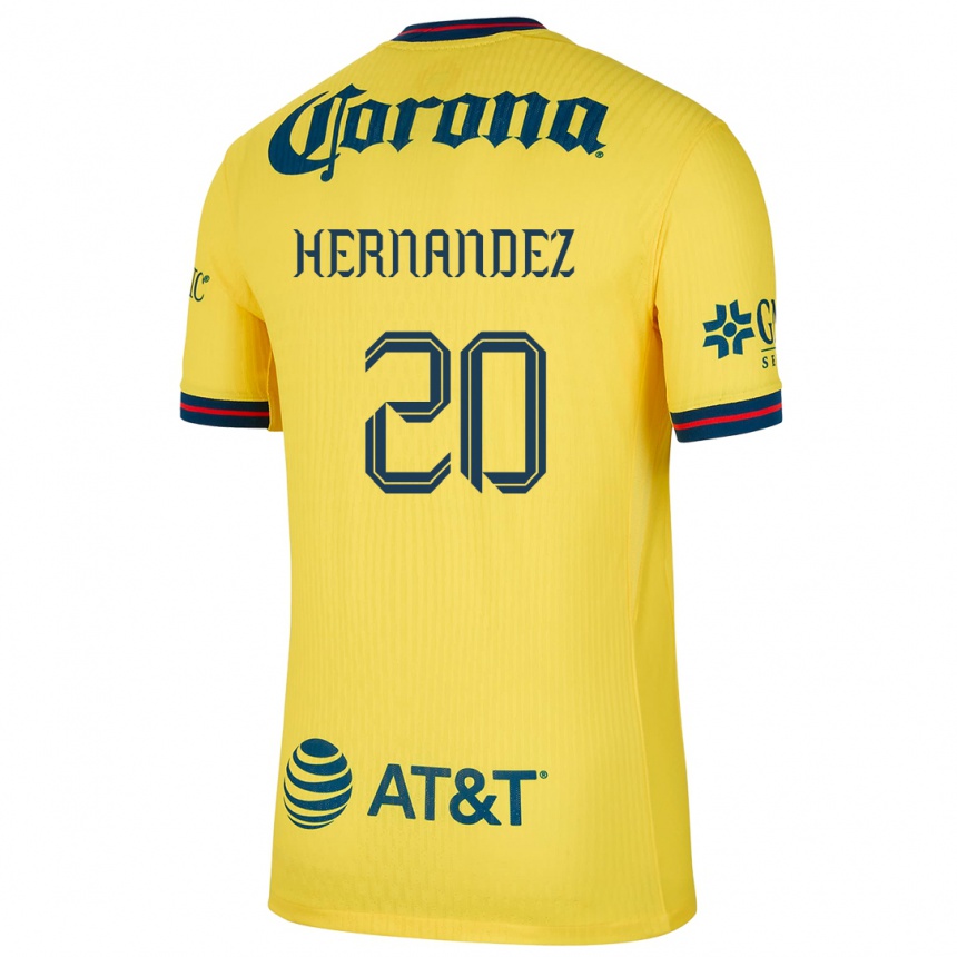 Kids Football Nicki Hernandez #20 Yellow Blue Home Jersey 2024/25 T-Shirt Uk