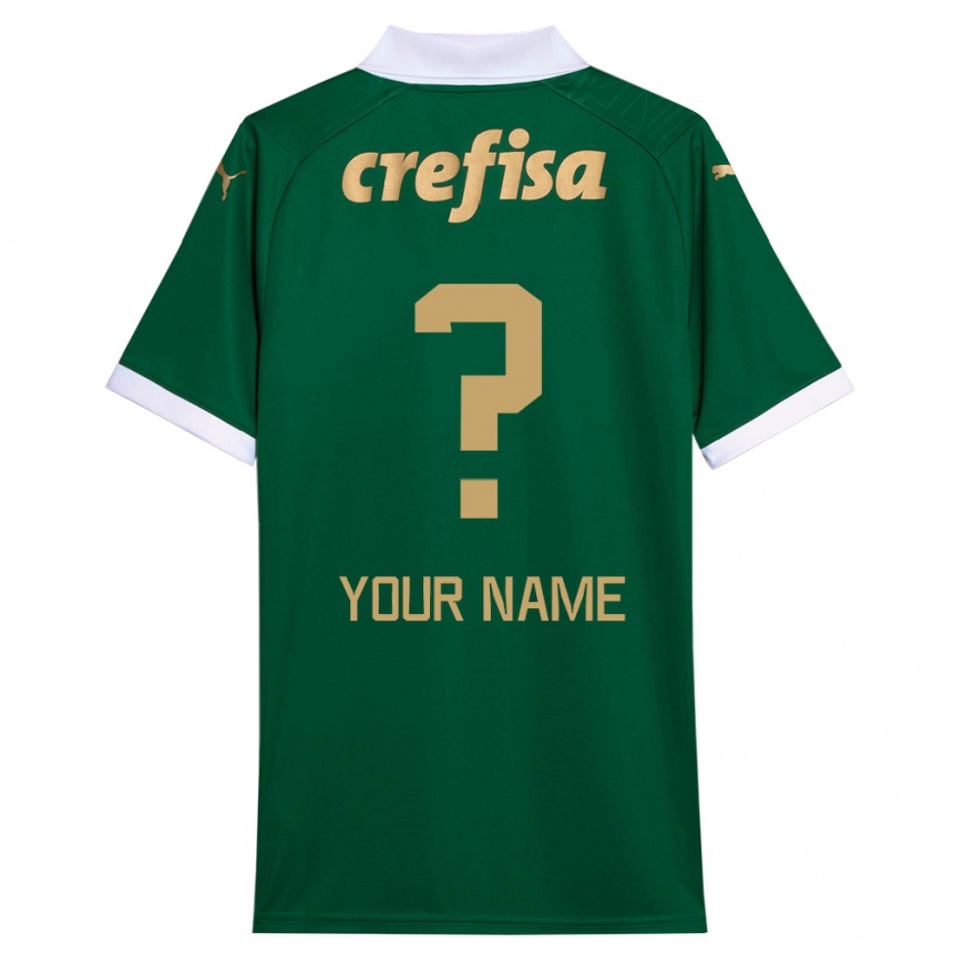 Kids Football Your Name #0 Green White Home Jersey 2024/25 T-Shirt Uk