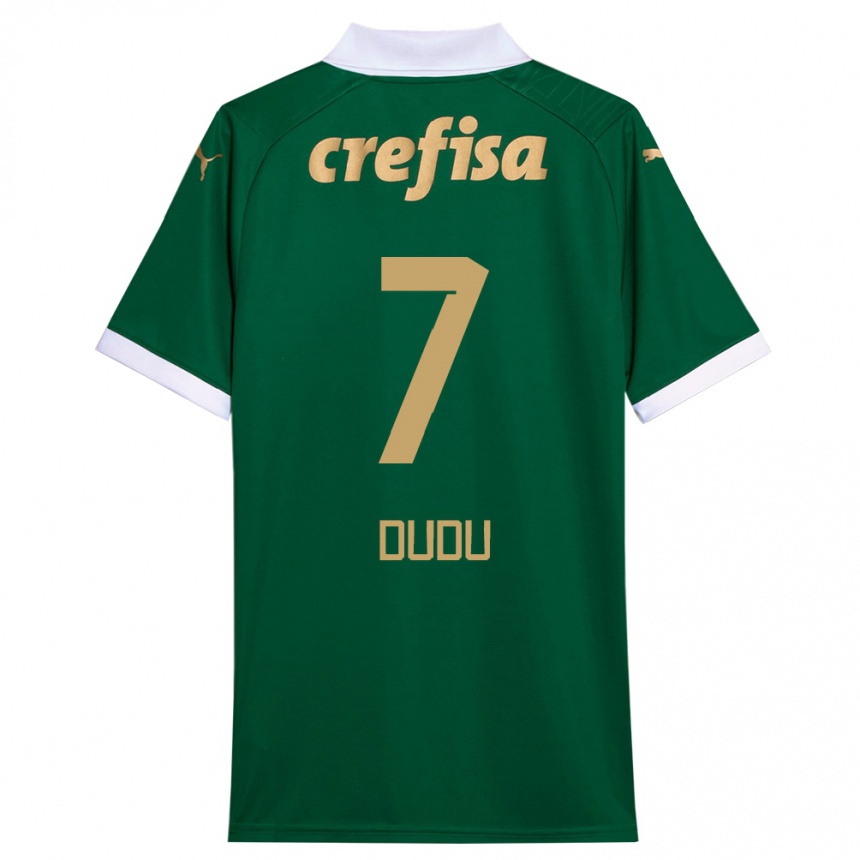 Kids Football Dudu #7 Green White Home Jersey 2024/25 T-Shirt Uk