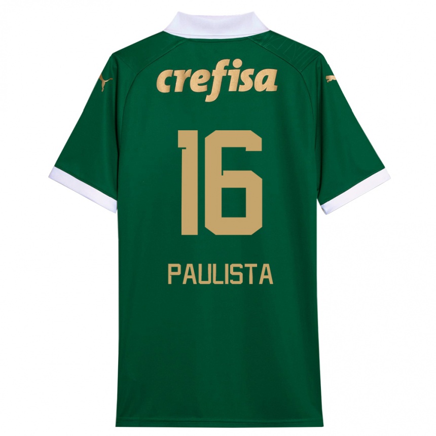 Kids Football Caio Paulista #16 Green White Home Jersey 2024/25 T-Shirt Uk