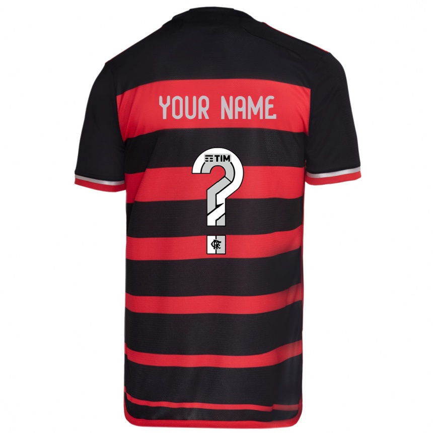 Kids Football Your Name #0 Red Black Home Jersey 2024/25 T-Shirt Uk