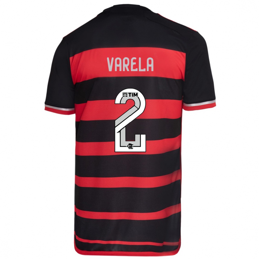 Kids Football Guillermo Varela #2 Red Black Home Jersey 2024/25 T-Shirt Uk