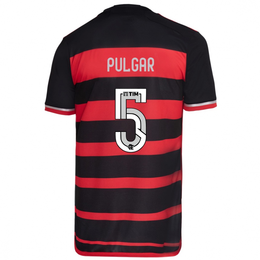 Kids Football Erick Pulgar #5 Red Black Home Jersey 2024/25 T-Shirt Uk