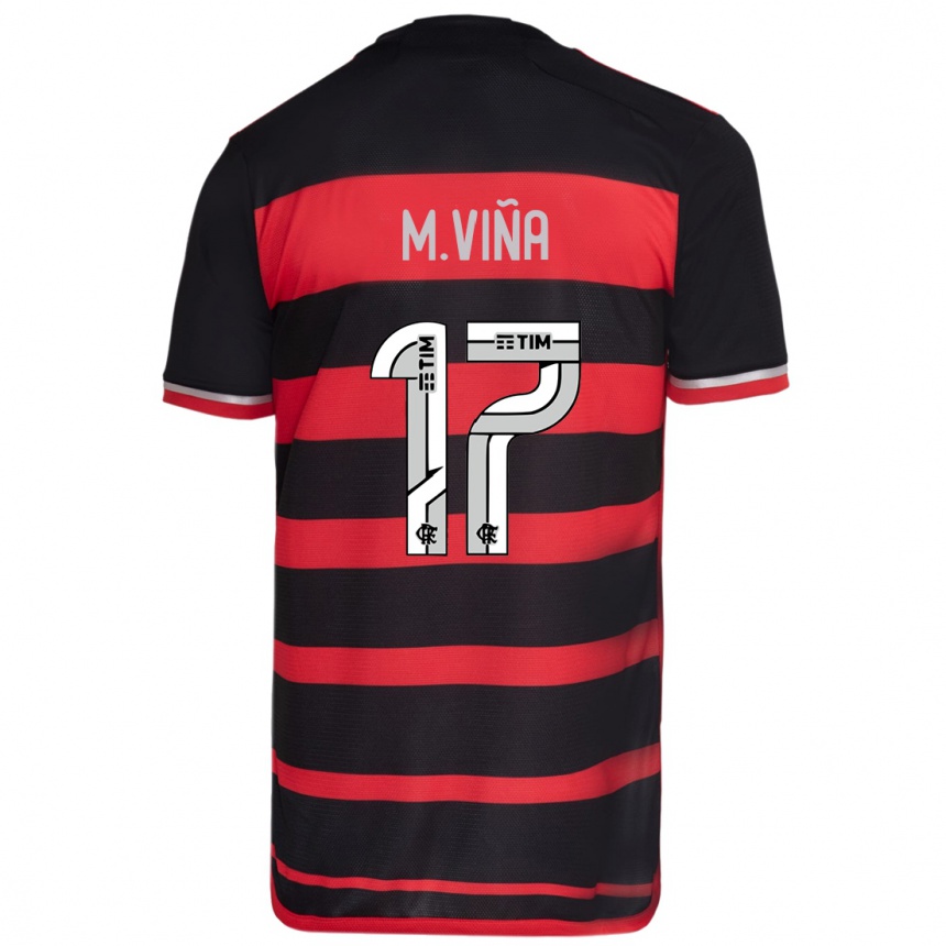 Kids Football Matias Vina #17 Red Black Home Jersey 2024/25 T-Shirt Uk