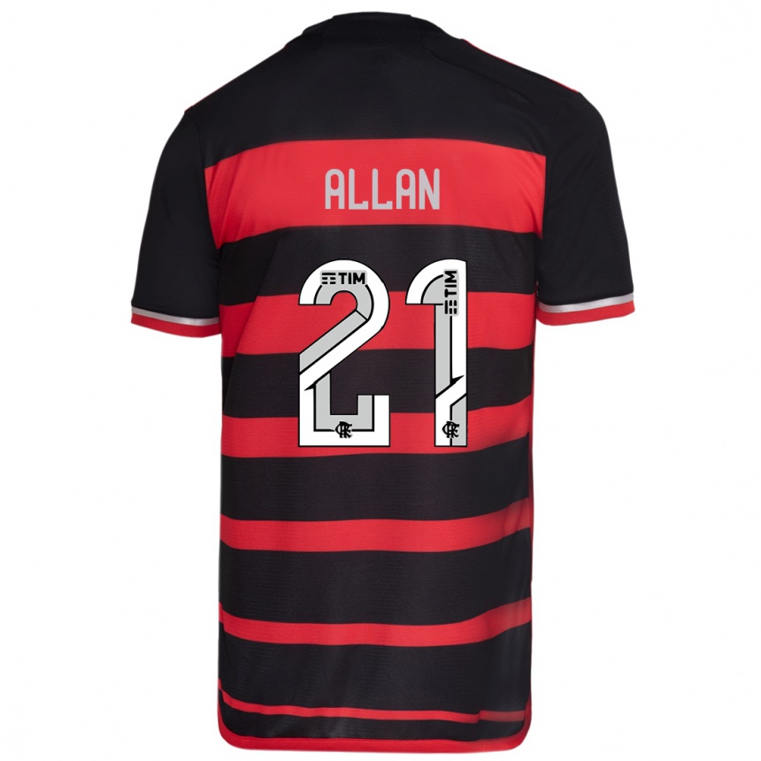 Kids Football Allan #21 Red Black Home Jersey 2024/25 T-Shirt Uk