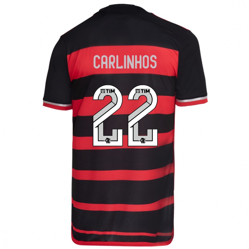 Kids Football Carlinhos #22 Red Black Home Jersey 2024/25 T-Shirt Uk