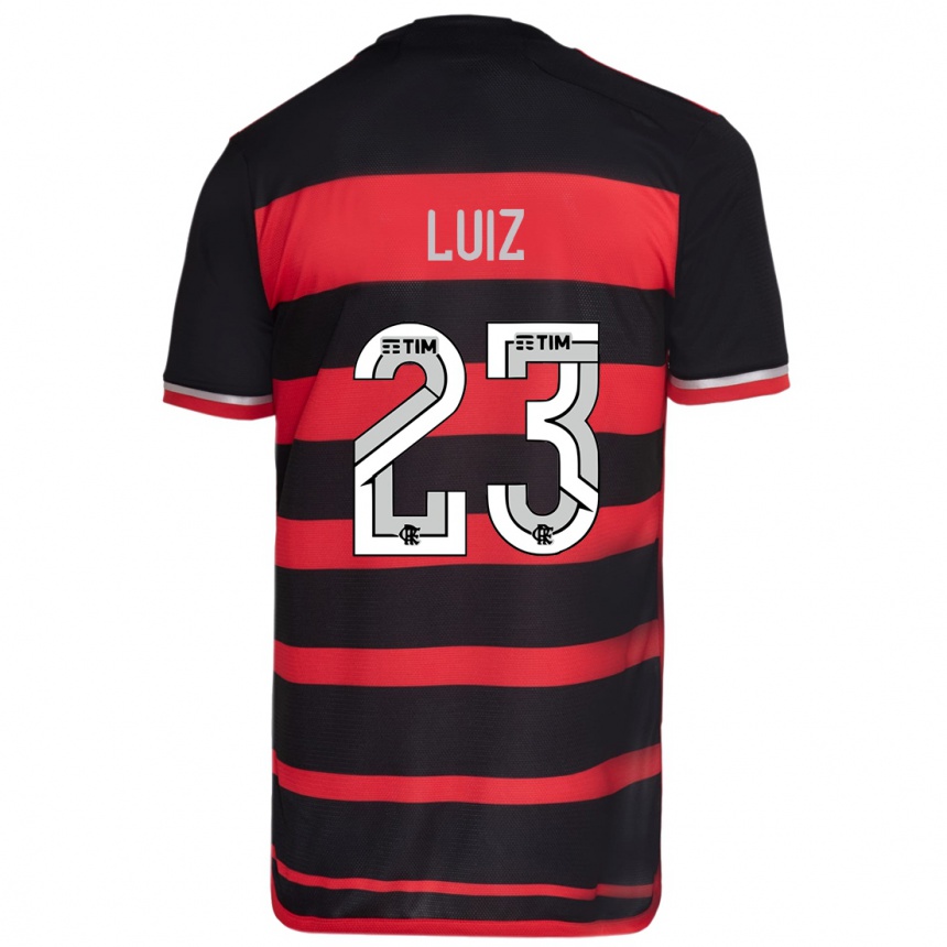 Kids Football David Luiz #23 Red Black Home Jersey 2024/25 T-Shirt Uk