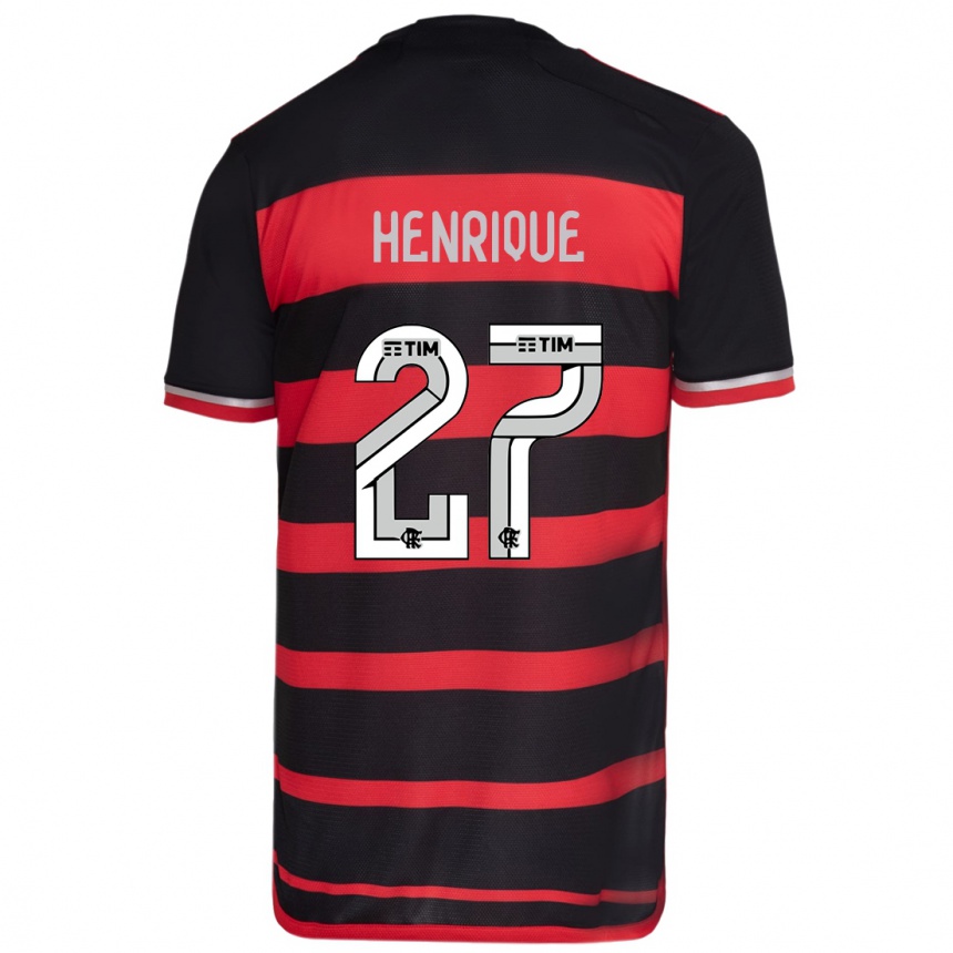 Kids Football Bruno Henrique #27 Red Black Home Jersey 2024/25 T-Shirt Uk