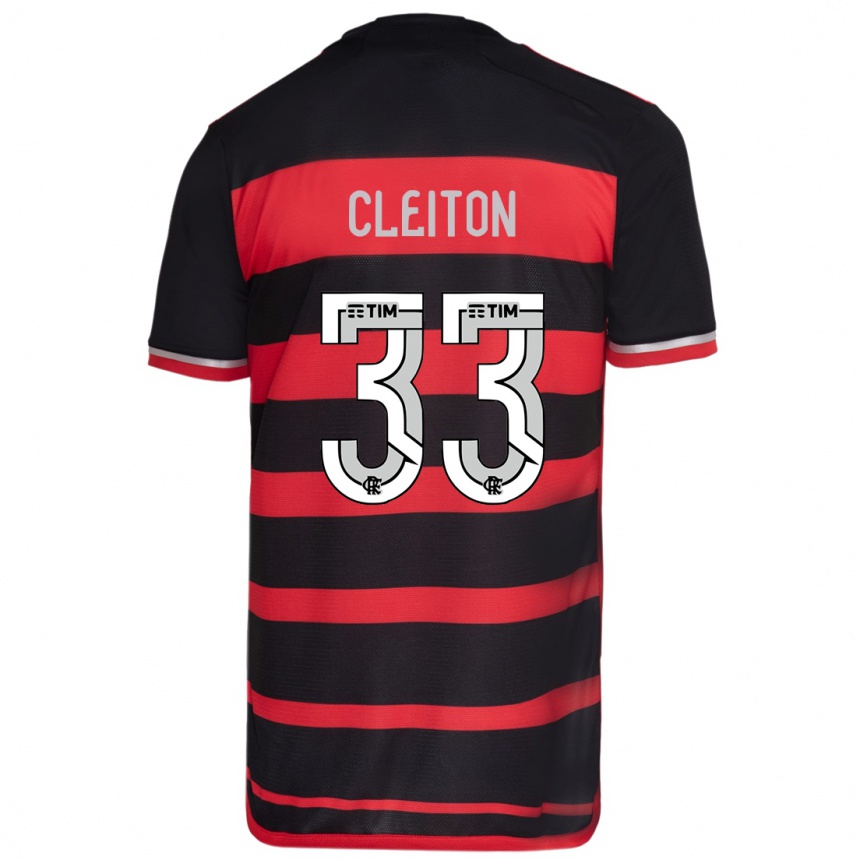 Kids Football Cleiton #33 Red Black Home Jersey 2024/25 T-Shirt Uk