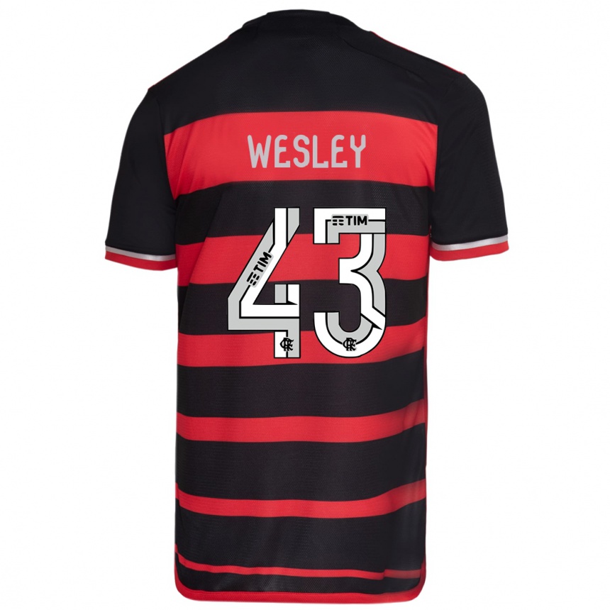 Kids Football Wesley #43 Red Black Home Jersey 2024/25 T-Shirt Uk