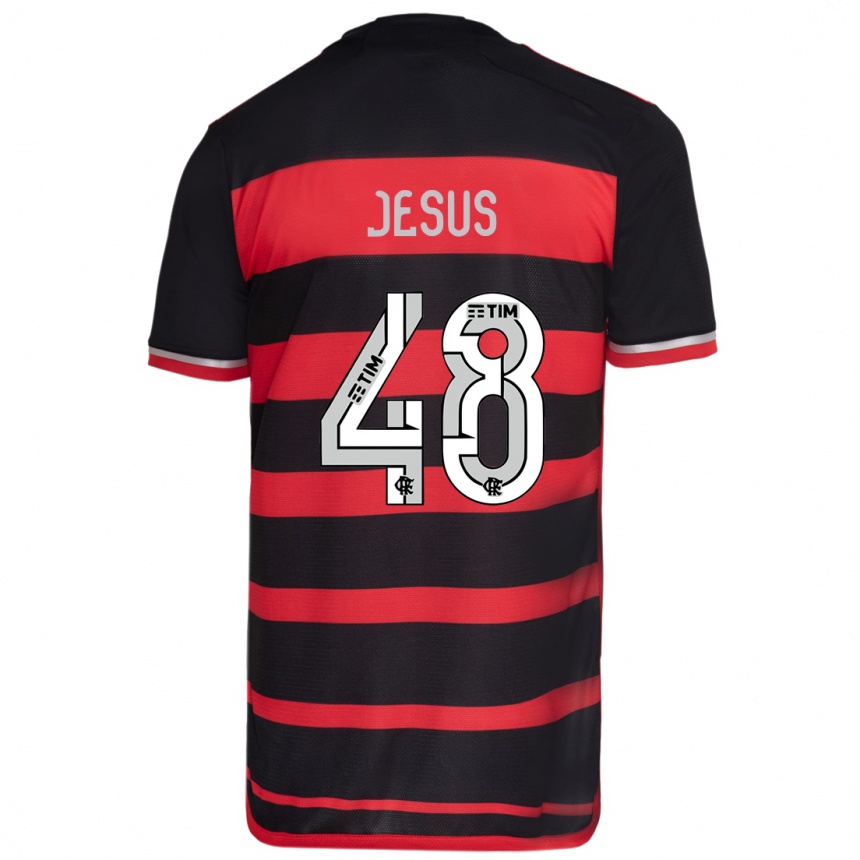 Kids Football Igor Jesus #48 Red Black Home Jersey 2024/25 T-Shirt Uk