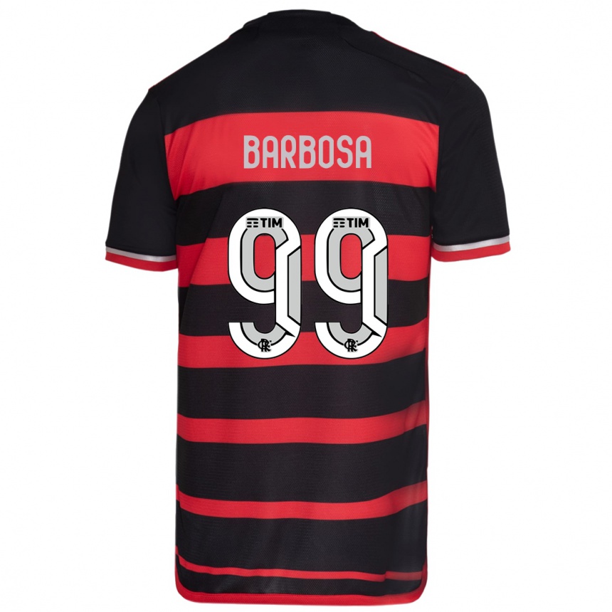 Kids Football Gabriel Barbosa #99 Red Black Home Jersey 2024/25 T-Shirt Uk