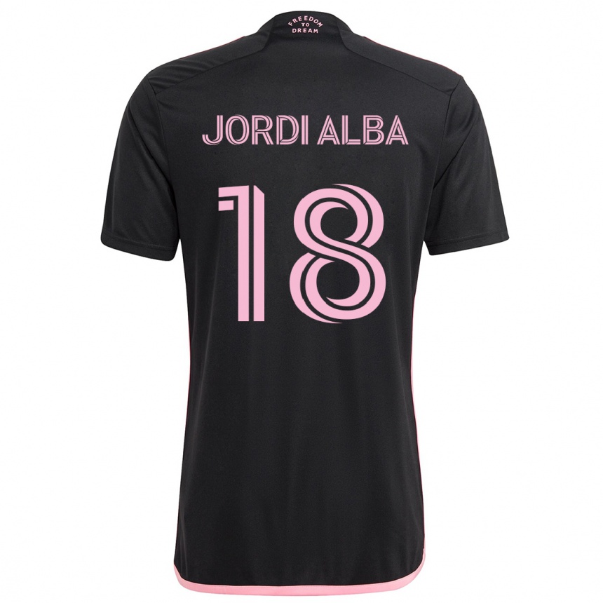 Kids Football Jordi Alba #18 Black Away Jersey 2024/25 T-Shirt Uk