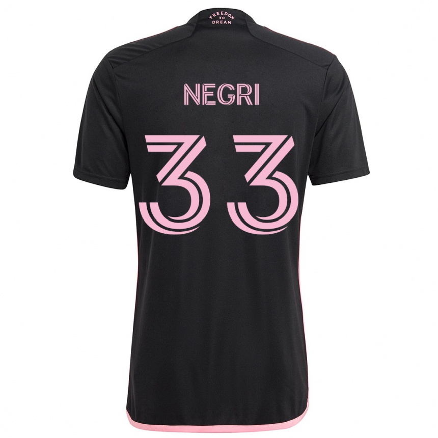 Kids Football Franco Negri #33 Black Away Jersey 2024/25 T-Shirt Uk