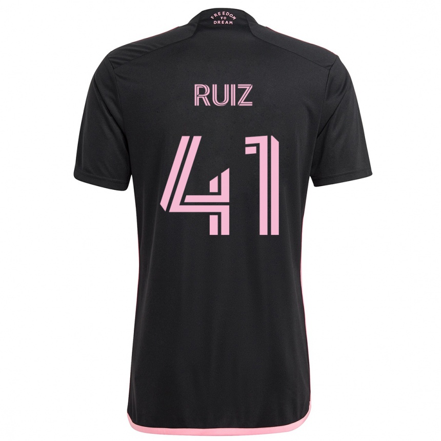 Kids Football David Ruíz #41 Black Away Jersey 2024/25 T-Shirt Uk