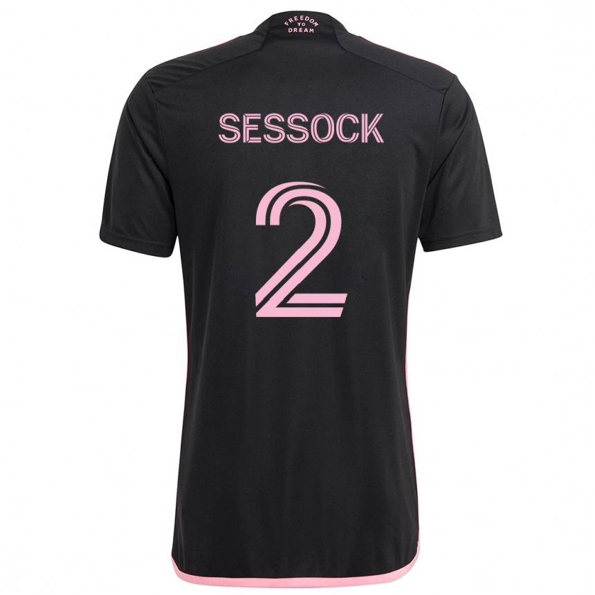 Kids Football Nykolas Sessock #2 Black Away Jersey 2024/25 T-Shirt Uk