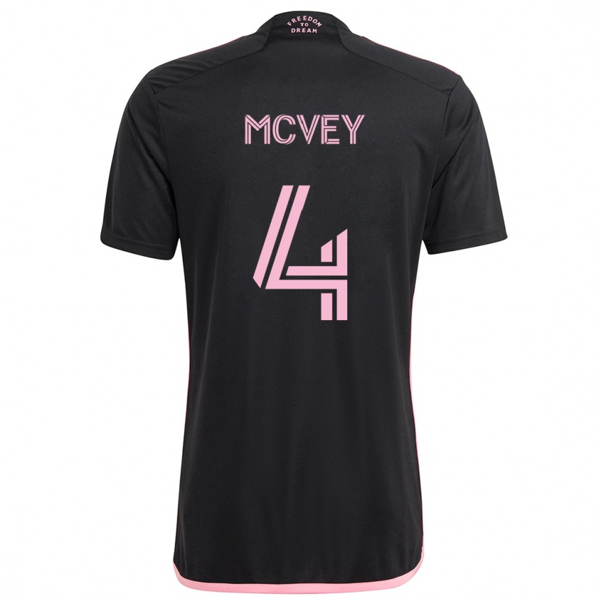 Kids Football Christopher Mcvey #4 Black Away Jersey 2024/25 T-Shirt Uk