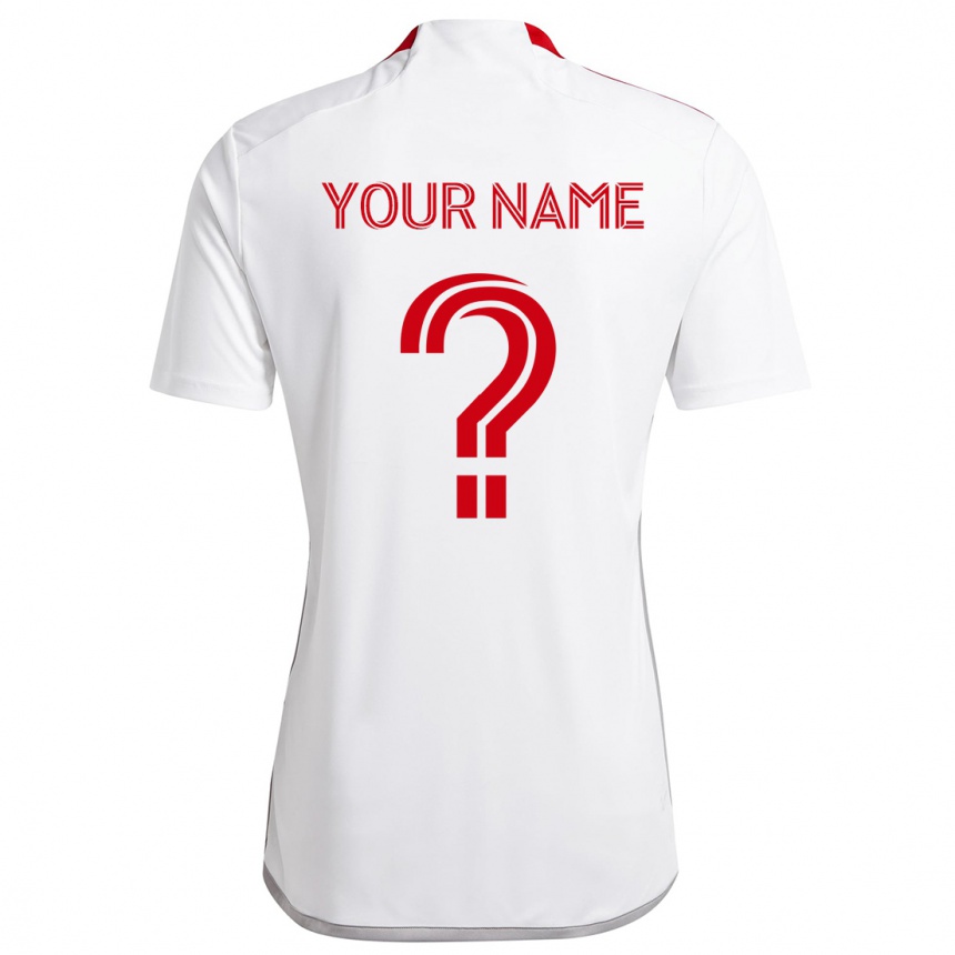 Kids Football Your Name #0 White Red Away Jersey 2024/25 T-Shirt Uk