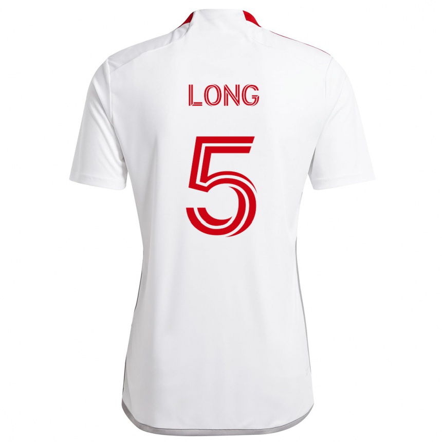 Kids Football Kevin Long #5 White Red Away Jersey 2024/25 T-Shirt Uk