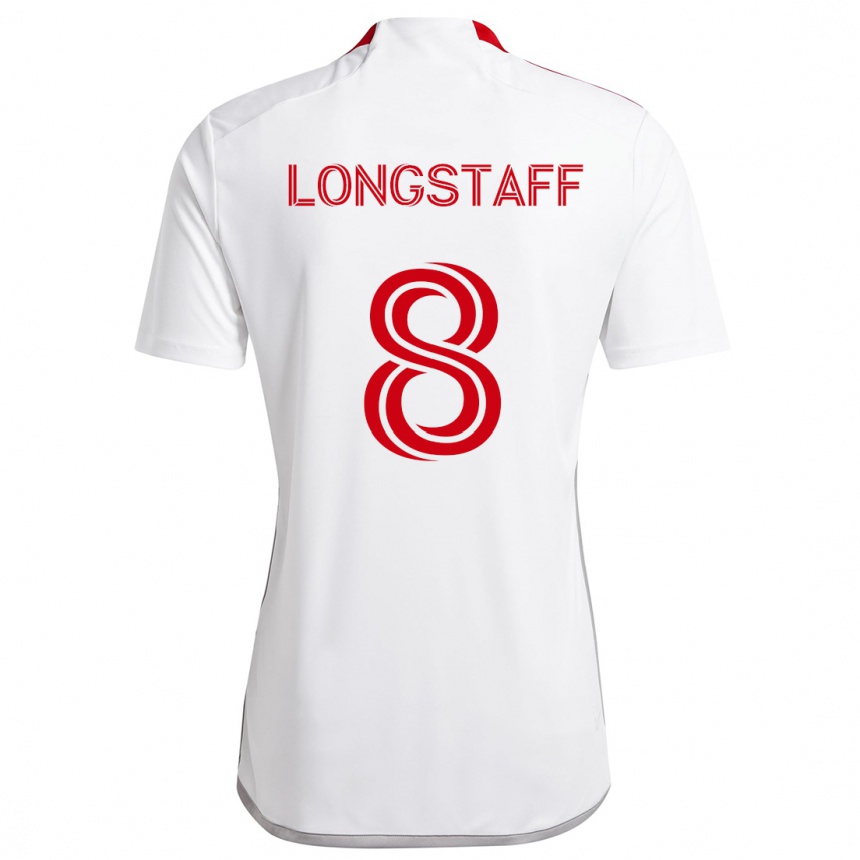 Kids Football Matty Longstaff #8 White Red Away Jersey 2024/25 T-Shirt Uk