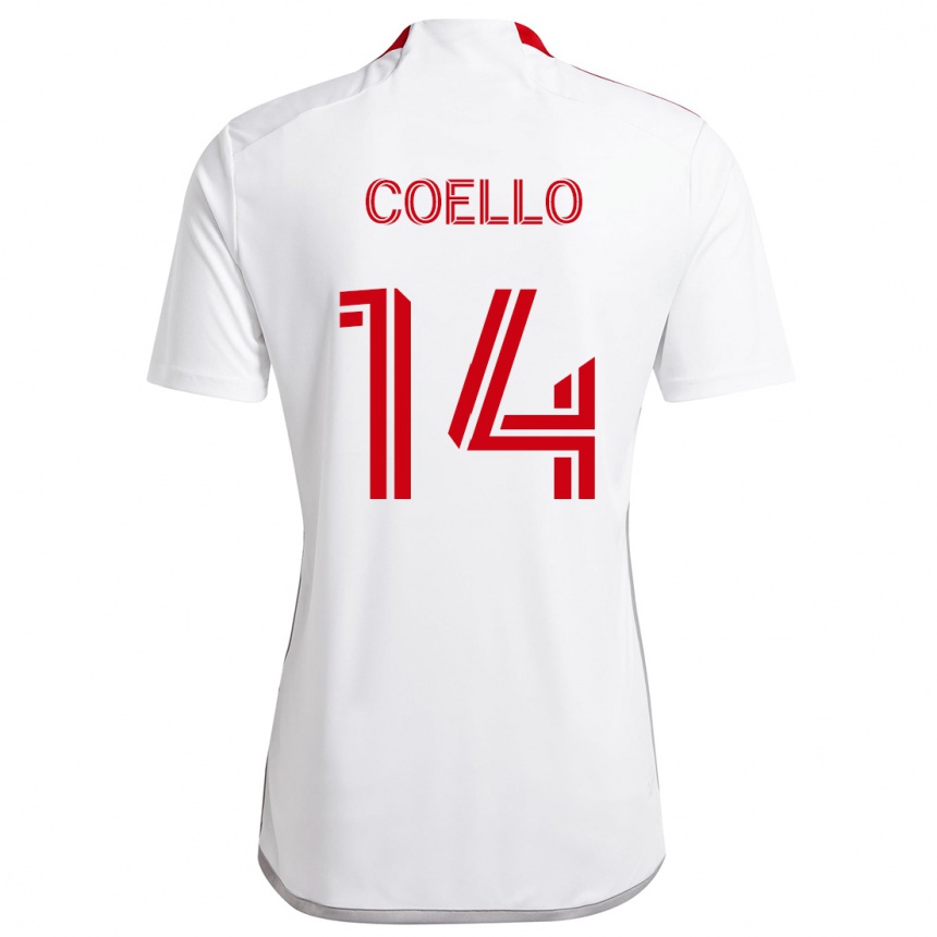 Kids Football Alonso Coello #14 White Red Away Jersey 2024/25 T-Shirt Uk