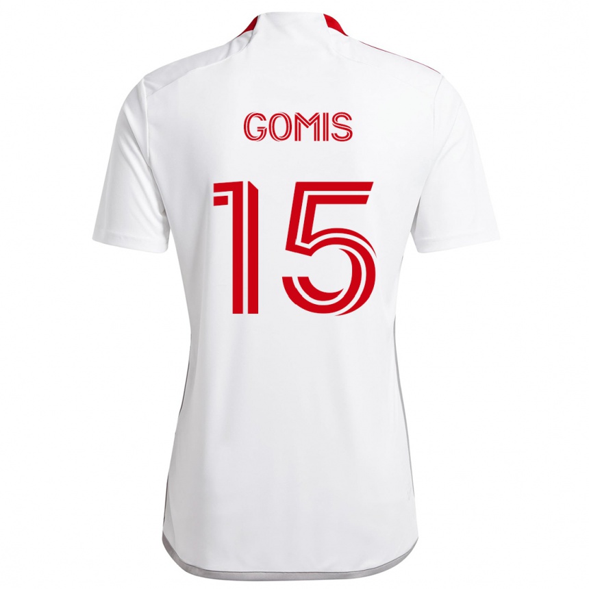 Kids Football Nicksoen Gomis #15 White Red Away Jersey 2024/25 T-Shirt Uk