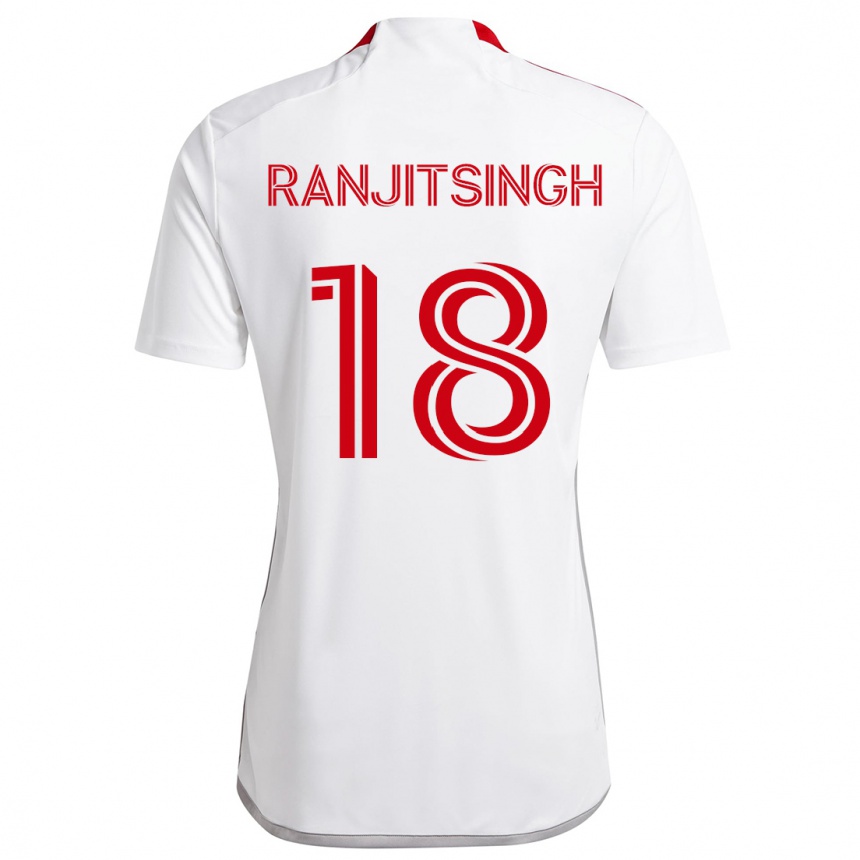 Kids Football Greg Ranjitsingh #18 White Red Away Jersey 2024/25 T-Shirt Uk