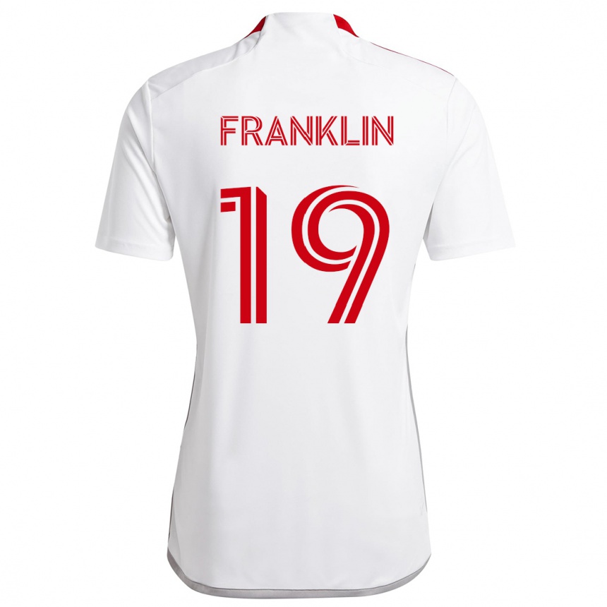 Kids Football Kobe Franklin #19 White Red Away Jersey 2024/25 T-Shirt Uk