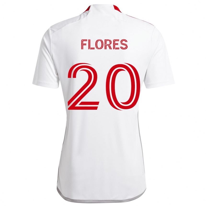 Kids Football Deybi Flores #20 White Red Away Jersey 2024/25 T-Shirt Uk