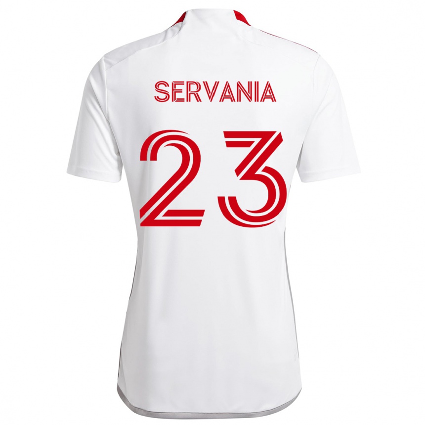 Kids Football Brandon Servania #23 White Red Away Jersey 2024/25 T-Shirt Uk