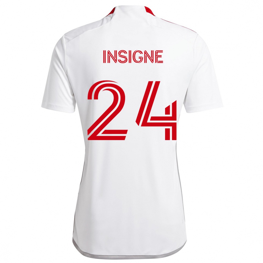 Kids Football Lorenzo Insigne #24 White Red Away Jersey 2024/25 T-Shirt Uk