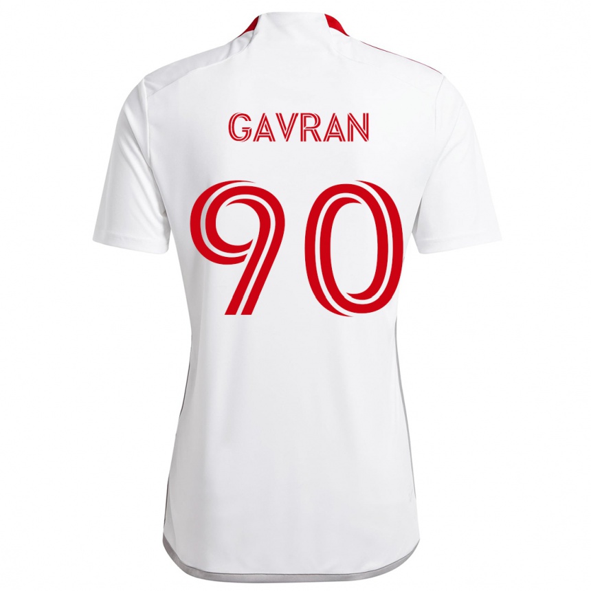 Kids Football Luka Gavran #90 White Red Away Jersey 2024/25 T-Shirt Uk