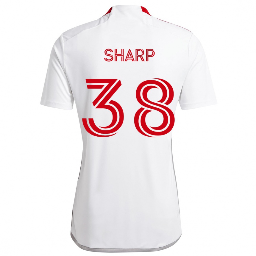 Kids Football Charlie Sharp #38 White Red Away Jersey 2024/25 T-Shirt Uk