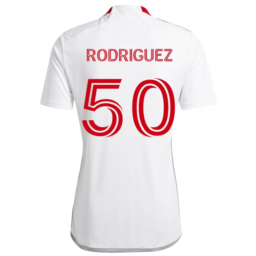 Kids Football Abraham Rodriguez #50 White Red Away Jersey 2024/25 T-Shirt Uk