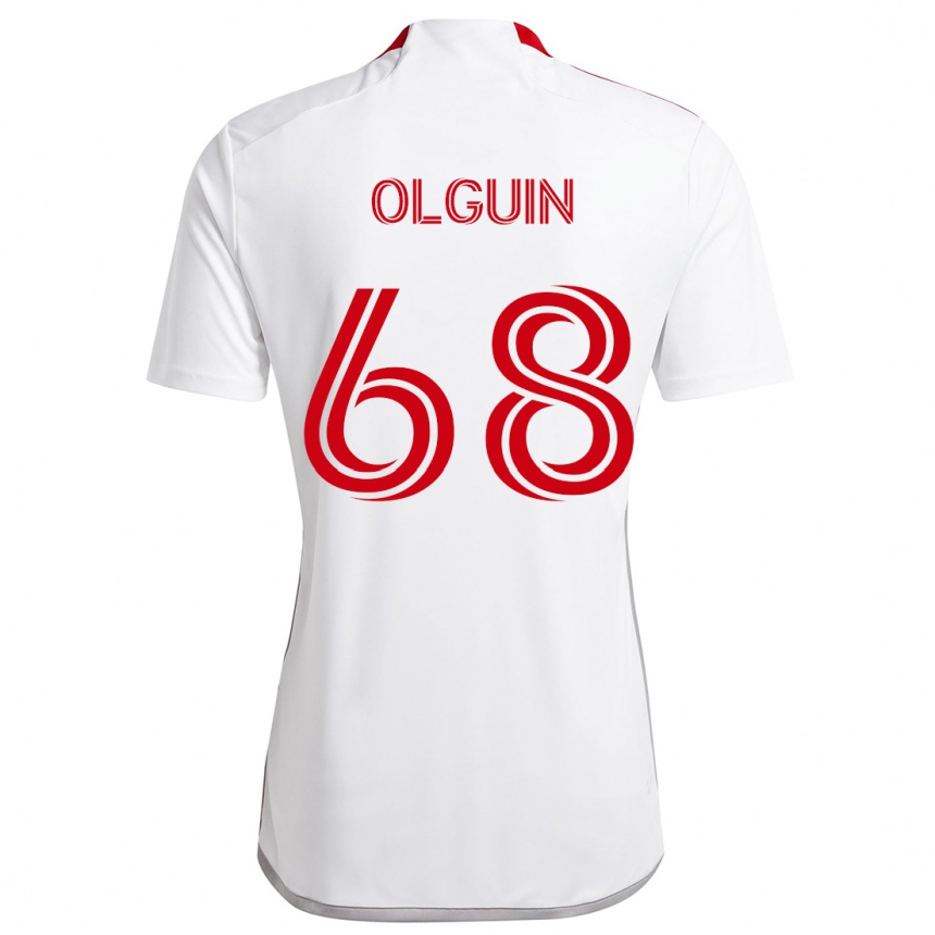 Kids Football Lucas Olguin #68 White Red Away Jersey 2024/25 T-Shirt Uk