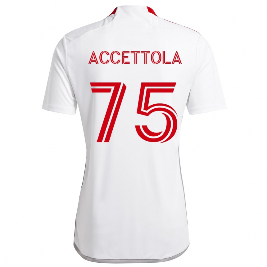 Kids Football Luca Accettola #75 White Red Away Jersey 2024/25 T-Shirt Uk