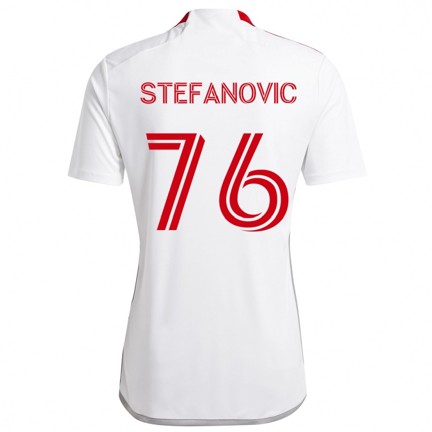 Kids Football Lazar Stefanovic #76 White Red Away Jersey 2024/25 T-Shirt Uk