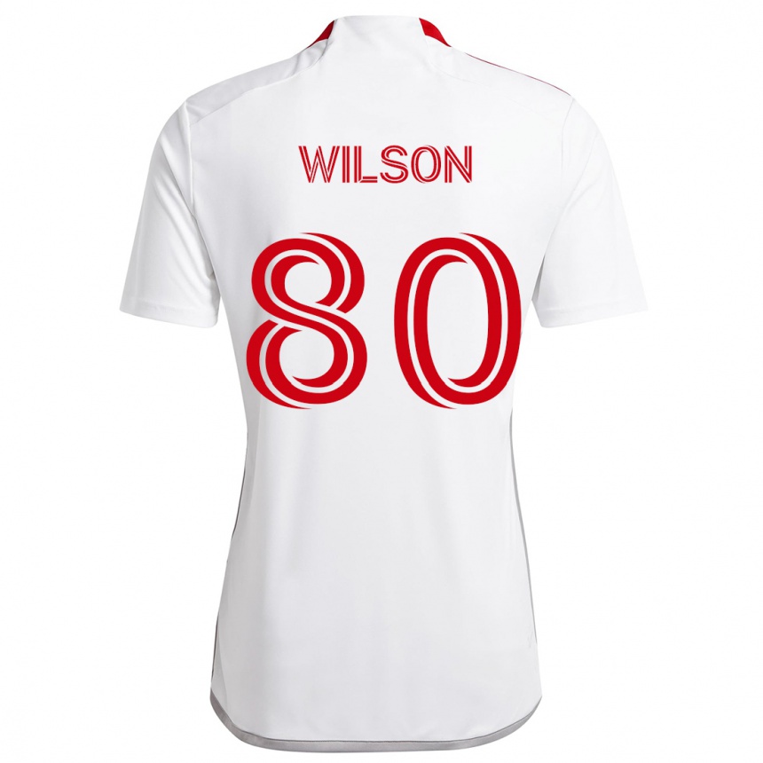 Kids Football Shafique Wilson #80 White Red Away Jersey 2024/25 T-Shirt Uk