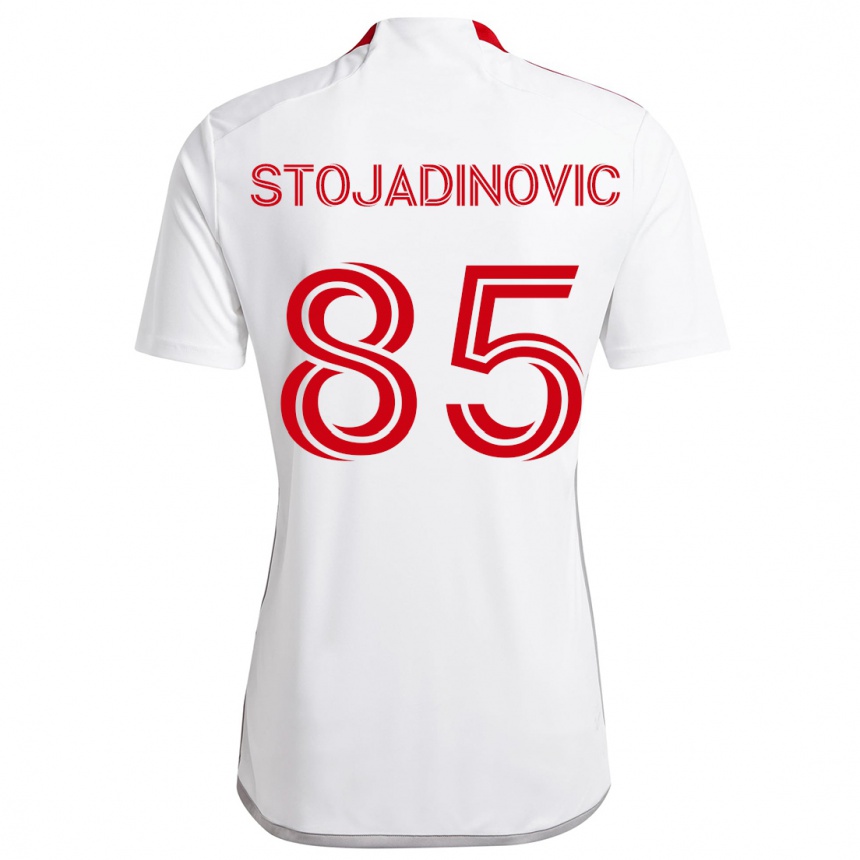 Kids Football Marko Stojadinovic #85 White Red Away Jersey 2024/25 T-Shirt Uk