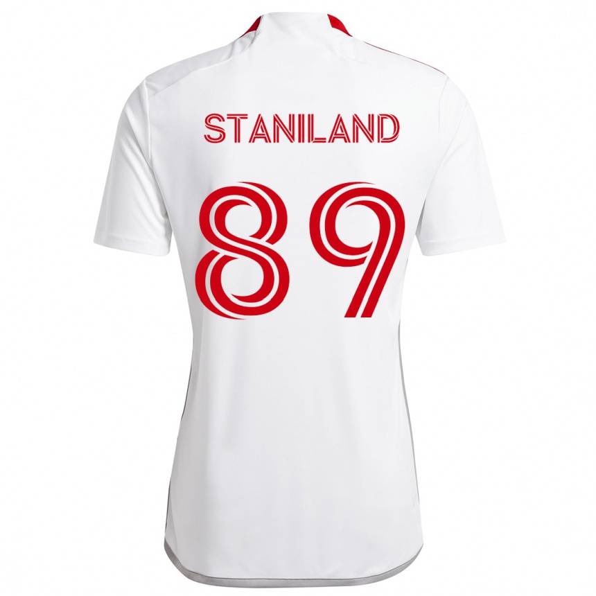 Kids Football Charlie Staniland #89 White Red Away Jersey 2024/25 T-Shirt Uk