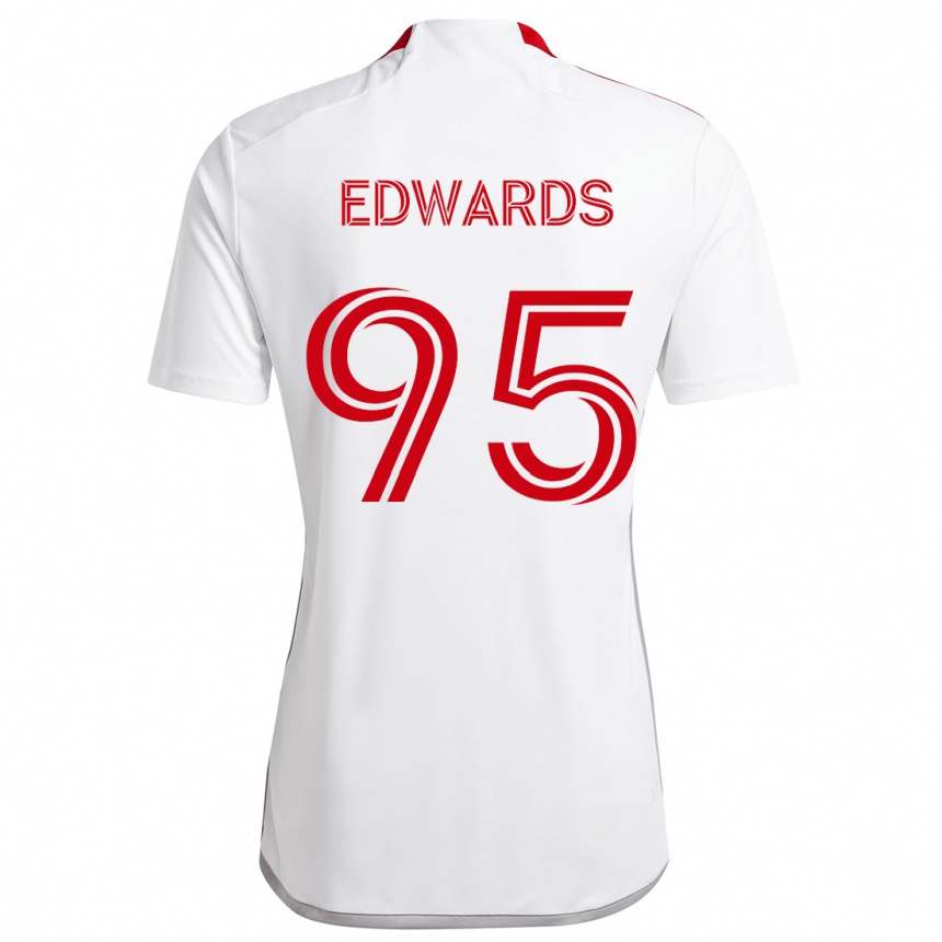 Kids Football Nathaniel Edwards #95 White Red Away Jersey 2024/25 T-Shirt Uk