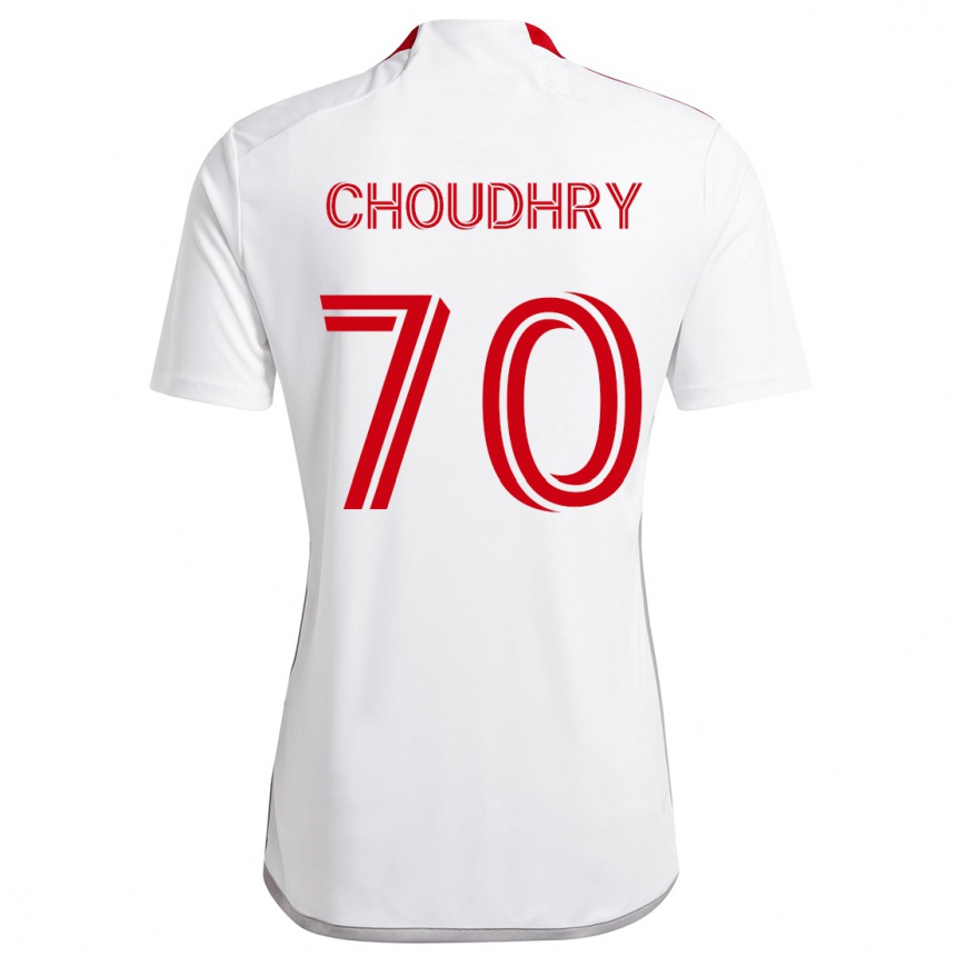 Kids Football Benjamin Choudhry #70 White Red Away Jersey 2024/25 T-Shirt Uk