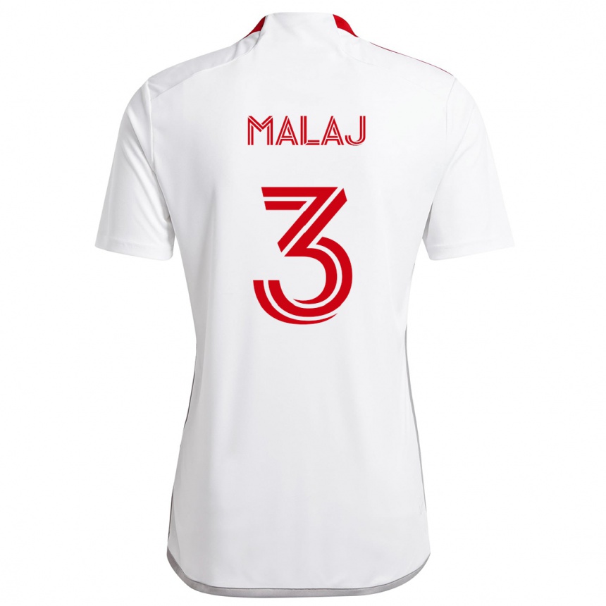 Kids Football Albert Malaj #3 White Red Away Jersey 2024/25 T-Shirt Uk