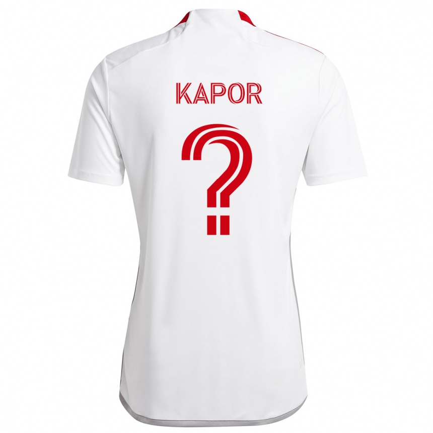 Kids Football Stefan Kapor #0 White Red Away Jersey 2024/25 T-Shirt Uk