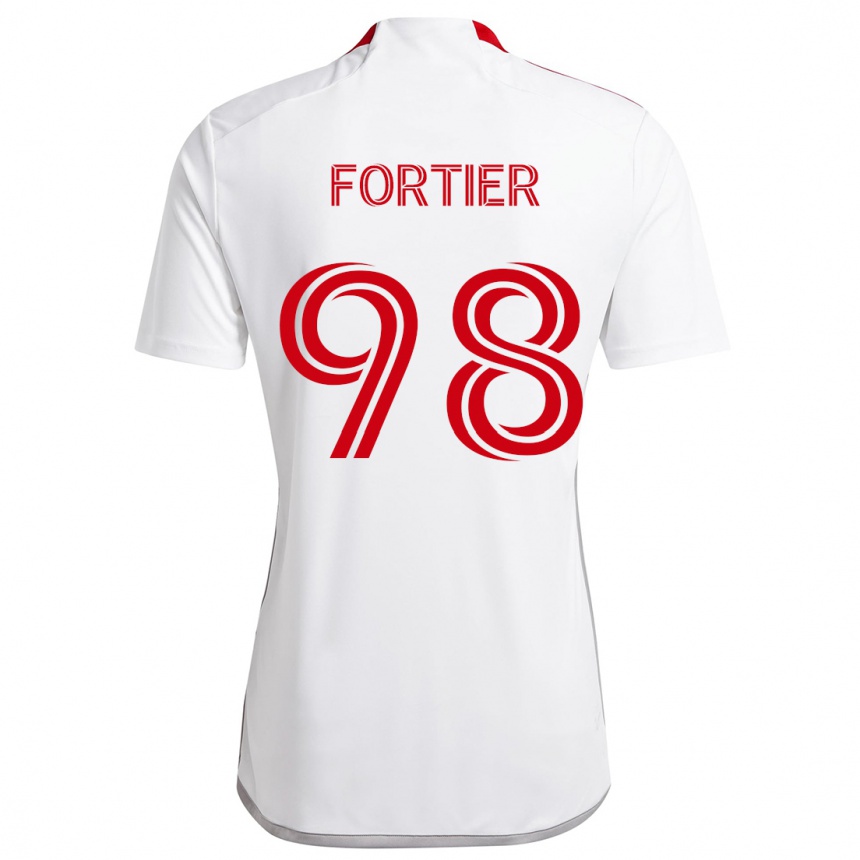 Kids Football Kristjan Fortier #98 White Red Away Jersey 2024/25 T-Shirt Uk