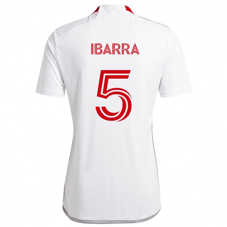 Kids Football Franco Ibarra #5 White Red Away Jersey 2024/25 T-Shirt Uk