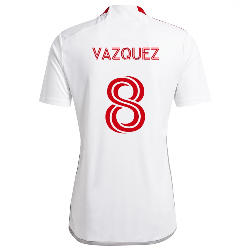 Kids Football Víctor Vázquez #8 White Red Away Jersey 2024/25 T-Shirt Uk