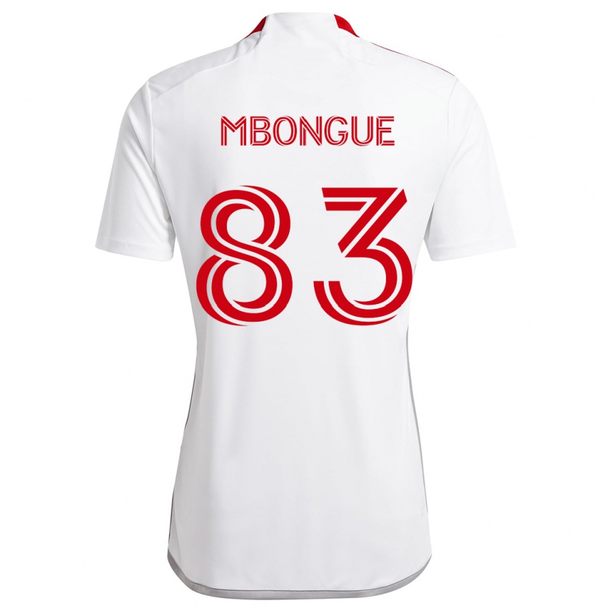 Kids Football Hugo Mbongue #83 White Red Away Jersey 2024/25 T-Shirt Uk