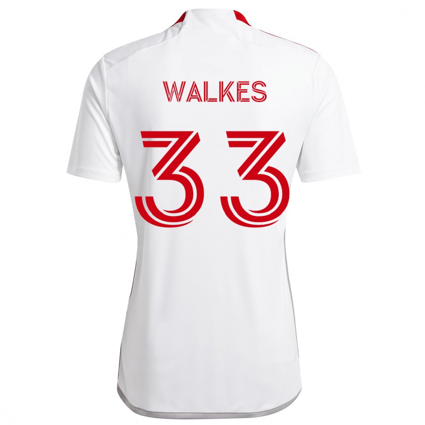 Kids Football Reshaun Walkes #33 White Red Away Jersey 2024/25 T-Shirt Uk