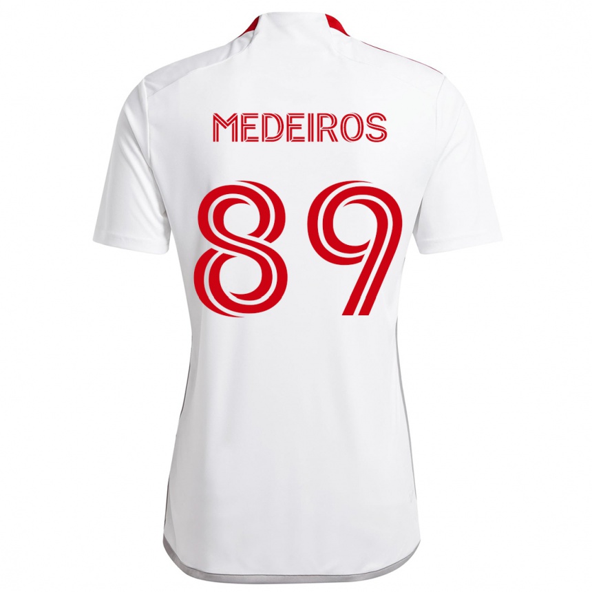 Kids Football Matthew Medeiros #89 White Red Away Jersey 2024/25 T-Shirt Uk